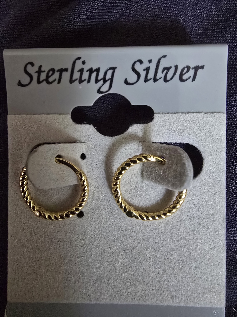 Kids Gold-Tone Twisted Hoop Earrings - Sterling Silver Carded